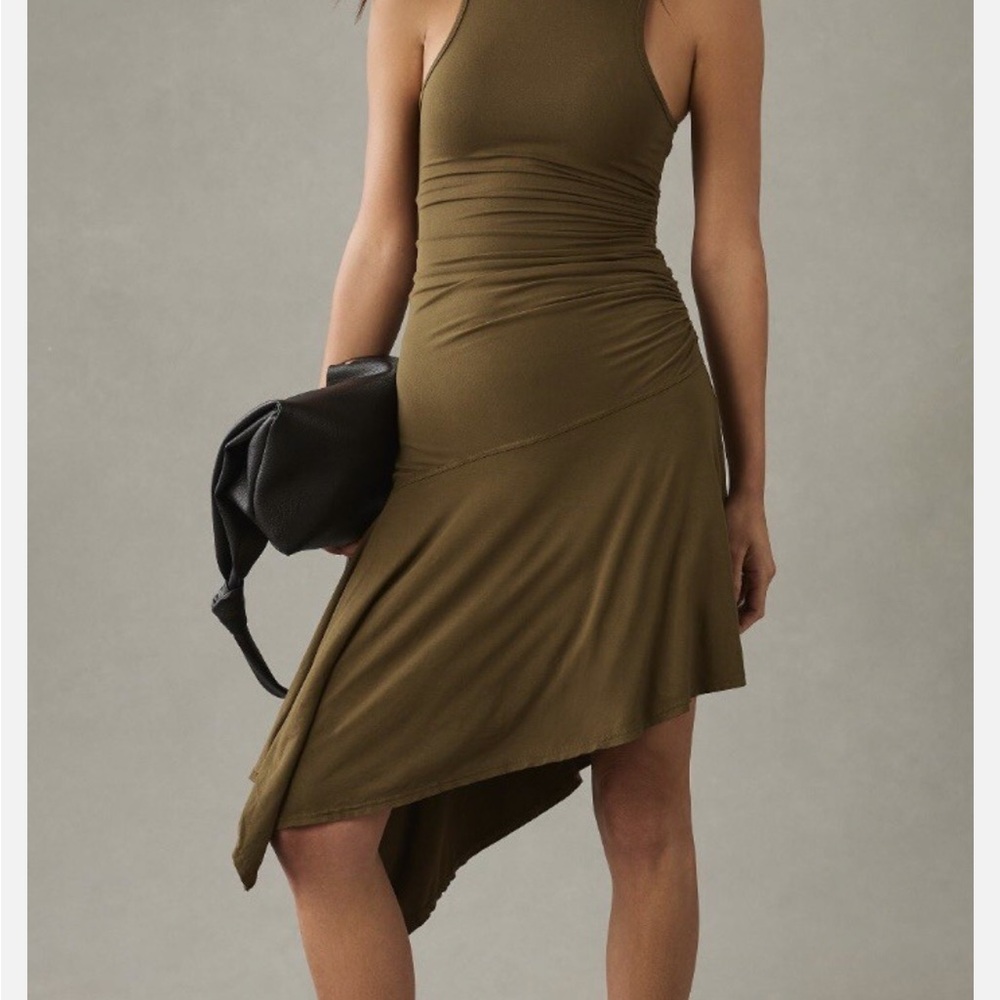 Anthropologie Asymmetrical Olive Dress